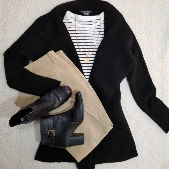 Vince Open Front Ribbed Waterfall Cardigan - Picture 2 of 7